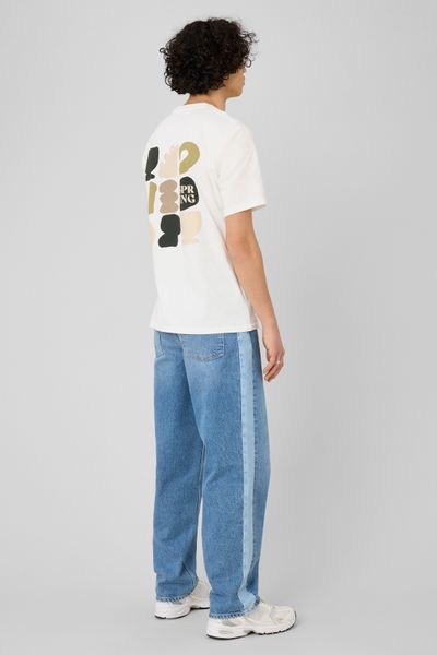 Jean loose &agrave; bandes bicolore