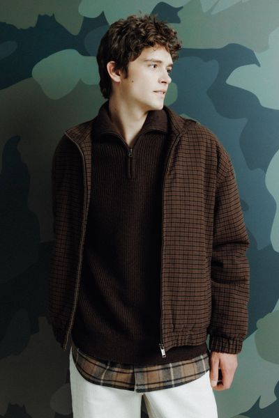 Blouson zippé à carreaux