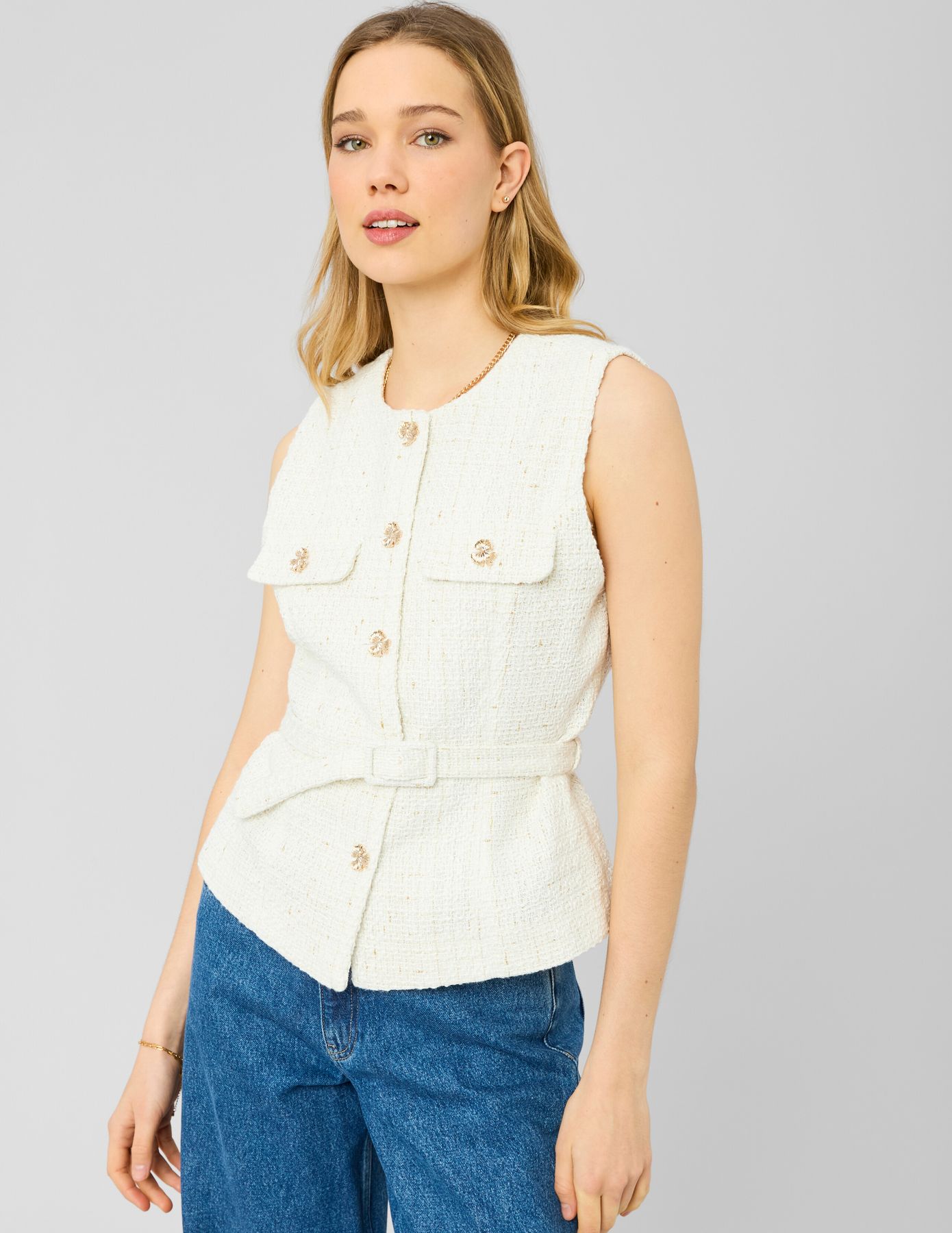 Veste en tweed sans manches