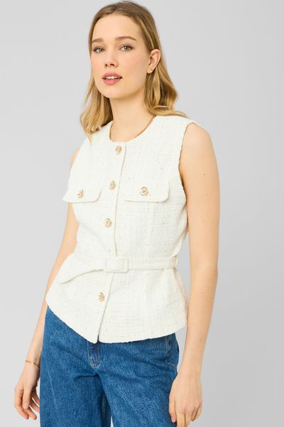 Veste en tweed sans manches