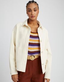 Veste en jean boutons dor&eacute;s