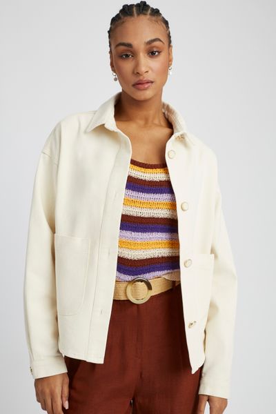 Veste en jean boutons dor&eacute;s