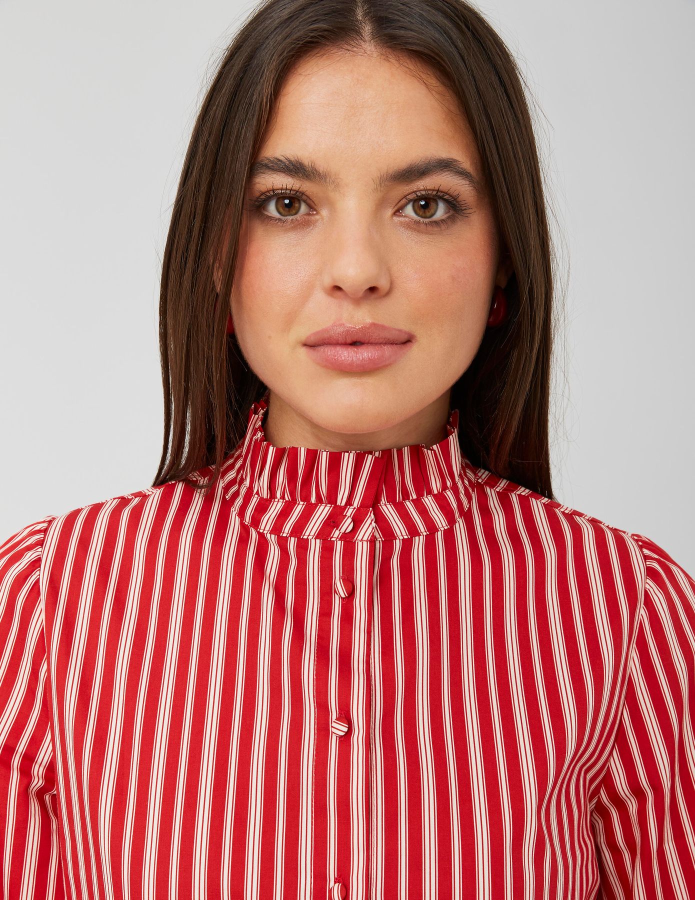 Chemise col montant rayée