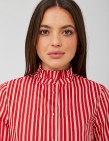 Chemise col montant rayée