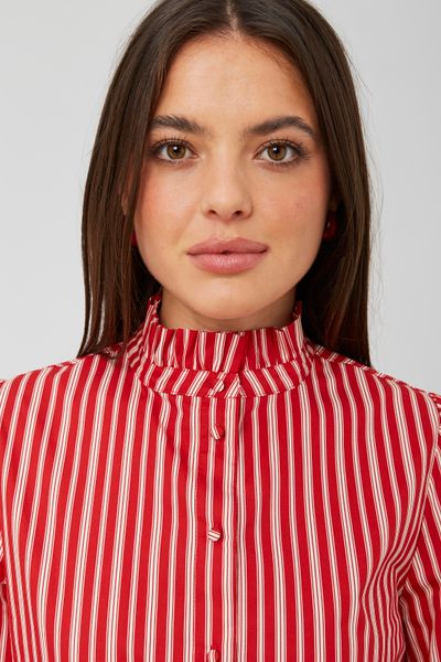 Chemise col montant rayée