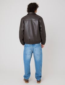 Blouson zippé en tissu enduit