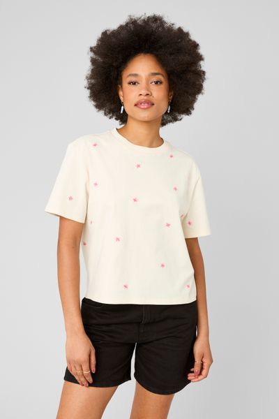 T-shirt avec broderies fleurs