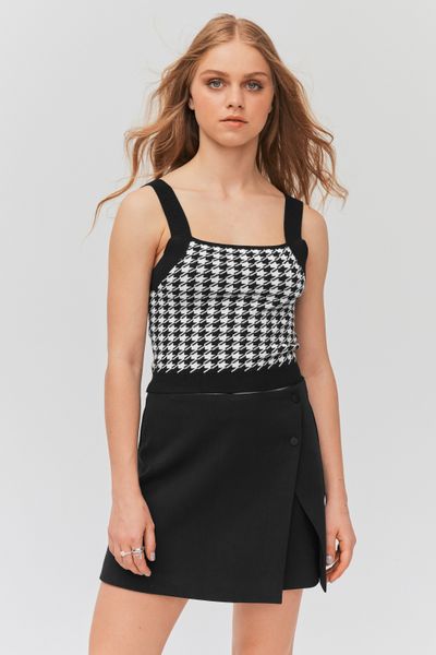 Débardeur tricot motif pied-de-poule