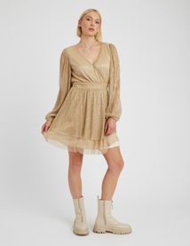 Robe courte brillante &agrave; volants