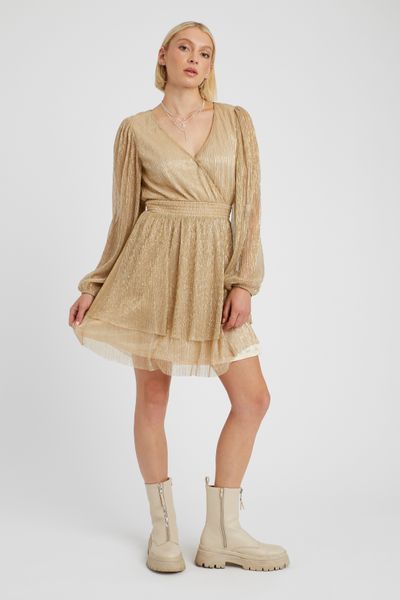 Robe courte brillante &agrave; volants