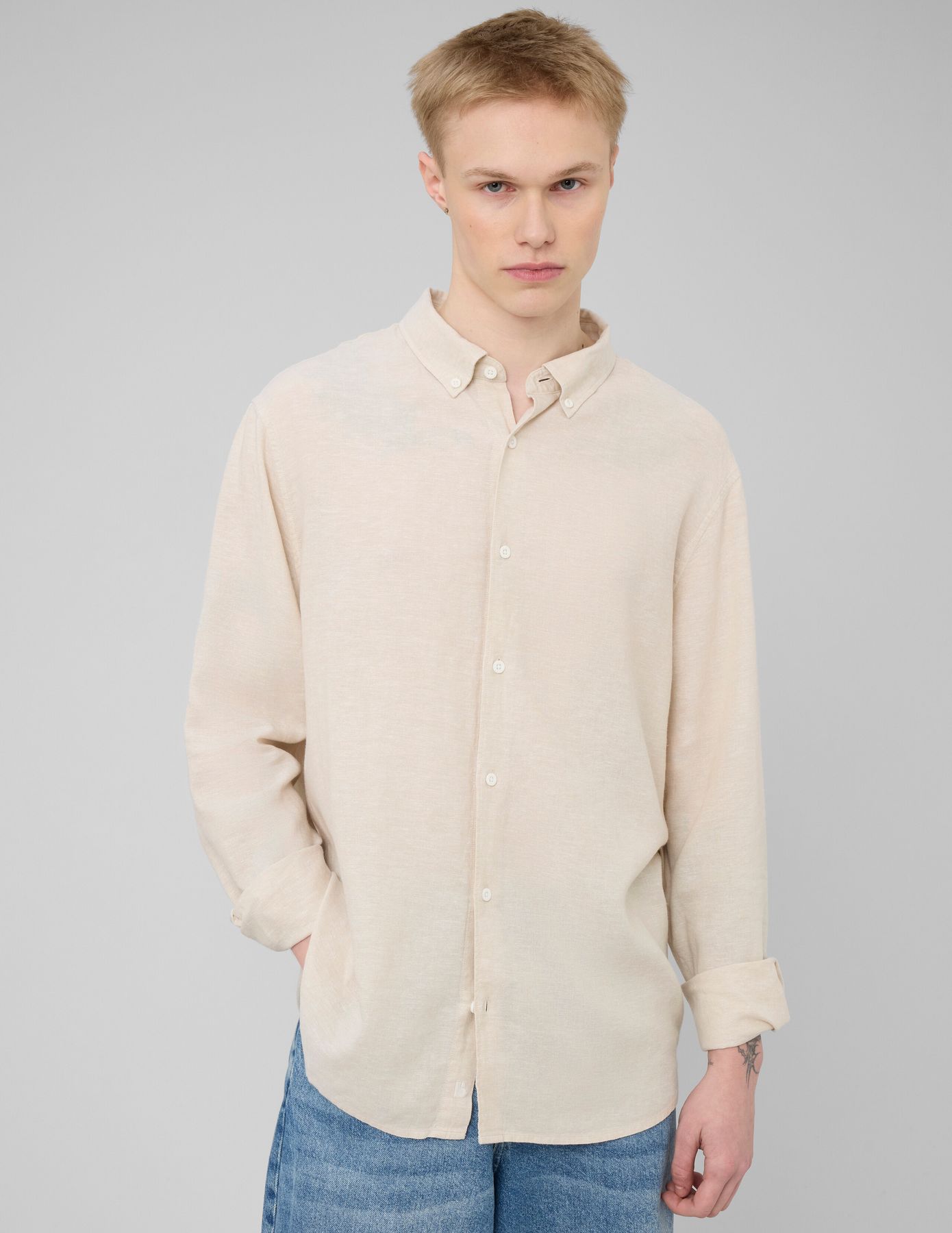 Chemise manches longues viscose lin