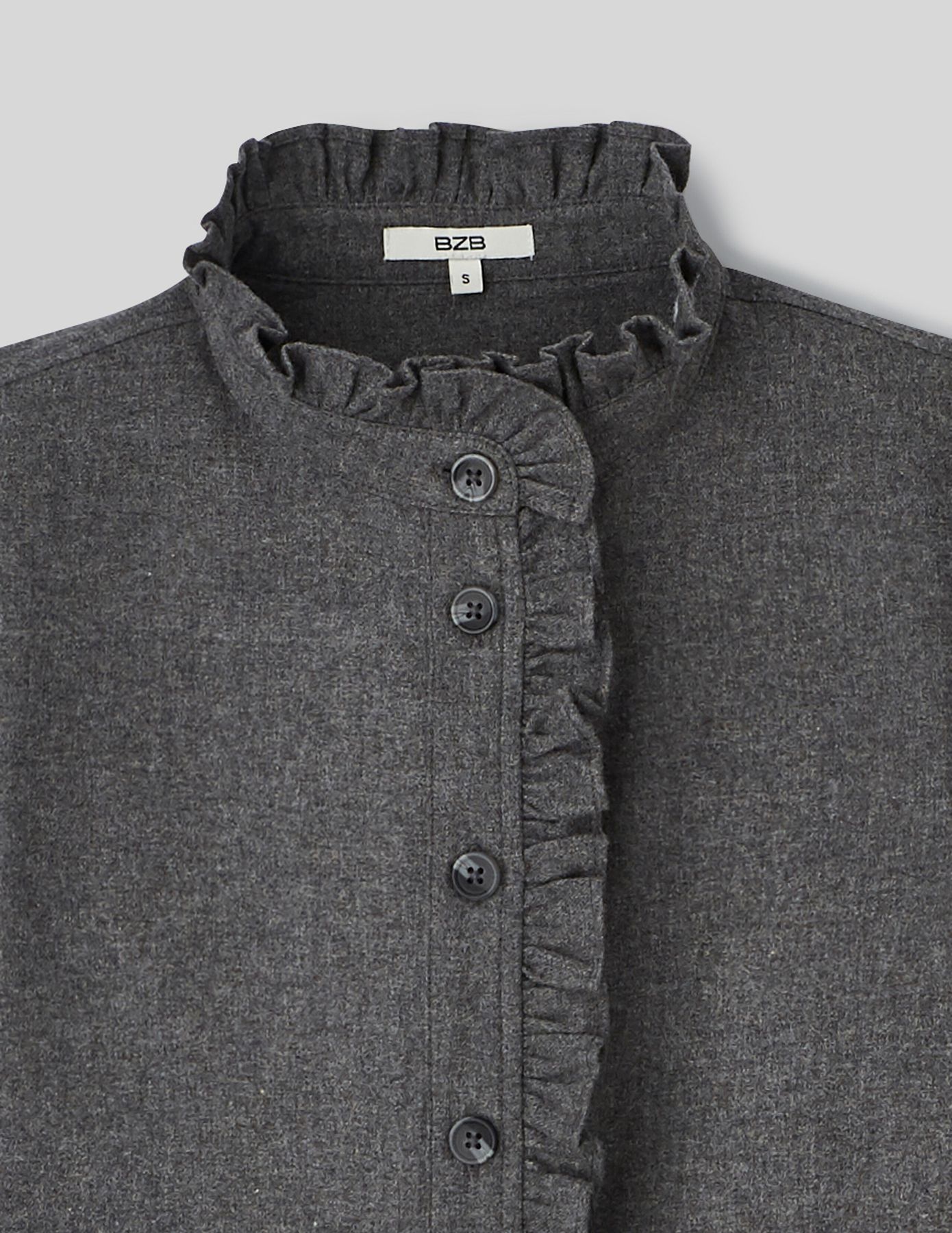 Chemise col montant en flanelle