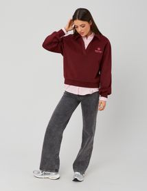 Sweat col polo broderie poitrine