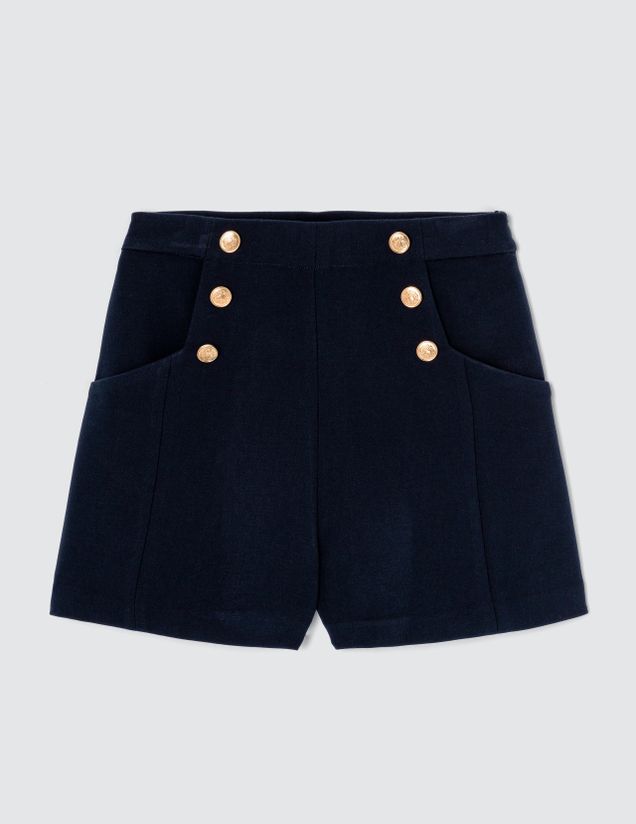 Short à boutons fantaisie en polyester recyclé