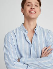 Chemise rayée droite en lin
