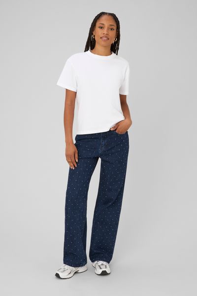Jean straight &agrave; strass