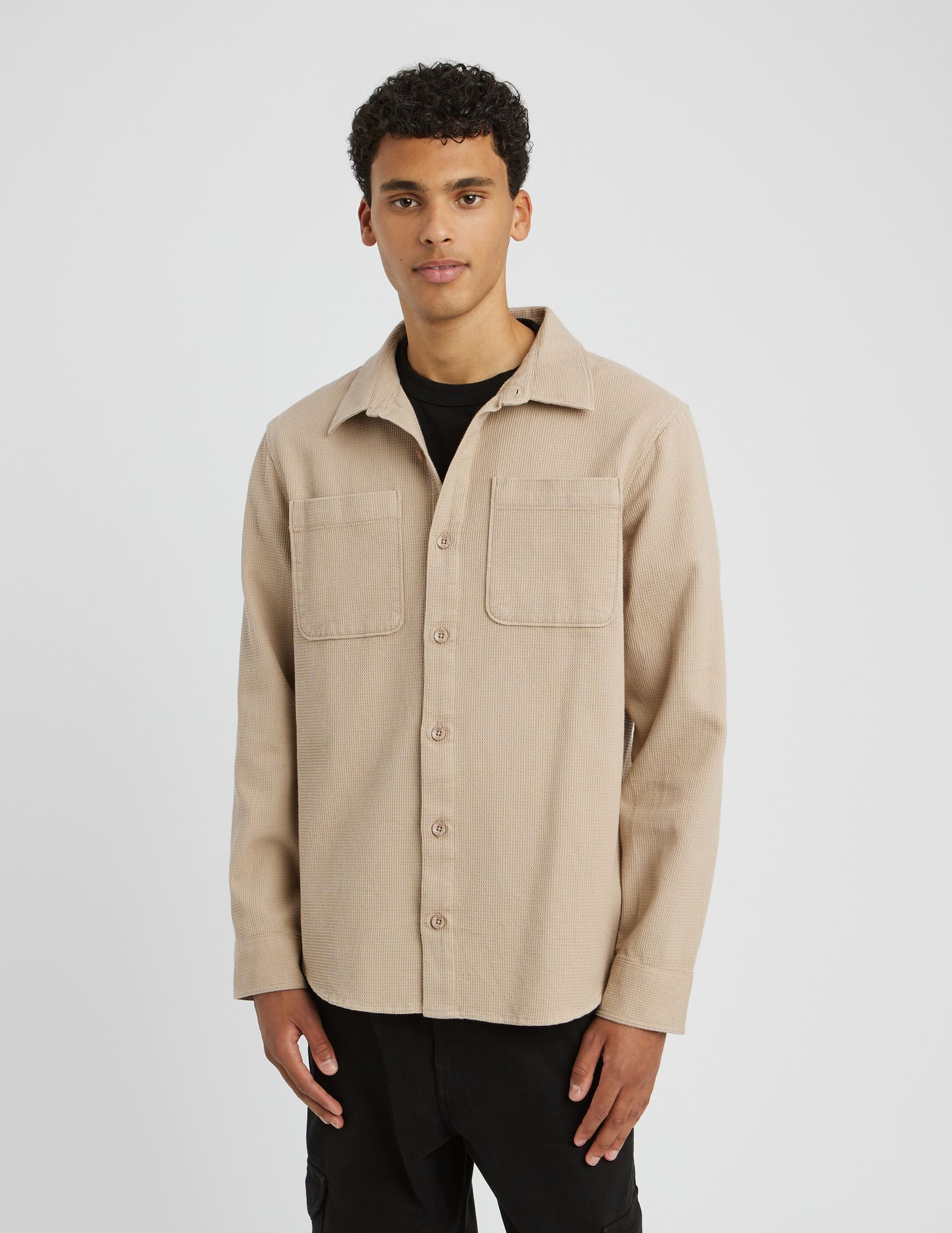 Surchemise unie gaufr&eacute;e