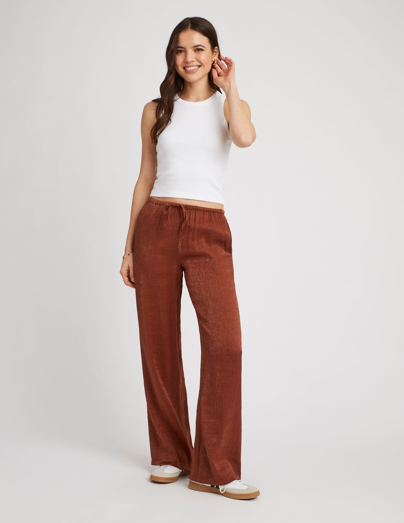 Pantalon satin plissé