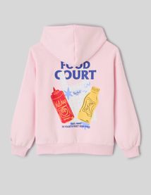 Sweat &agrave; capuche imprim&eacute; devant / dos