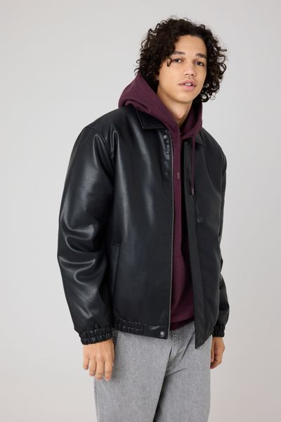 Blouson zippé en tissu enduit