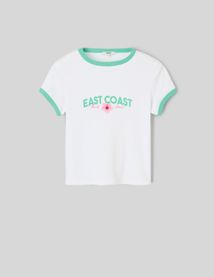 Baby tee &agrave; bords contrastants