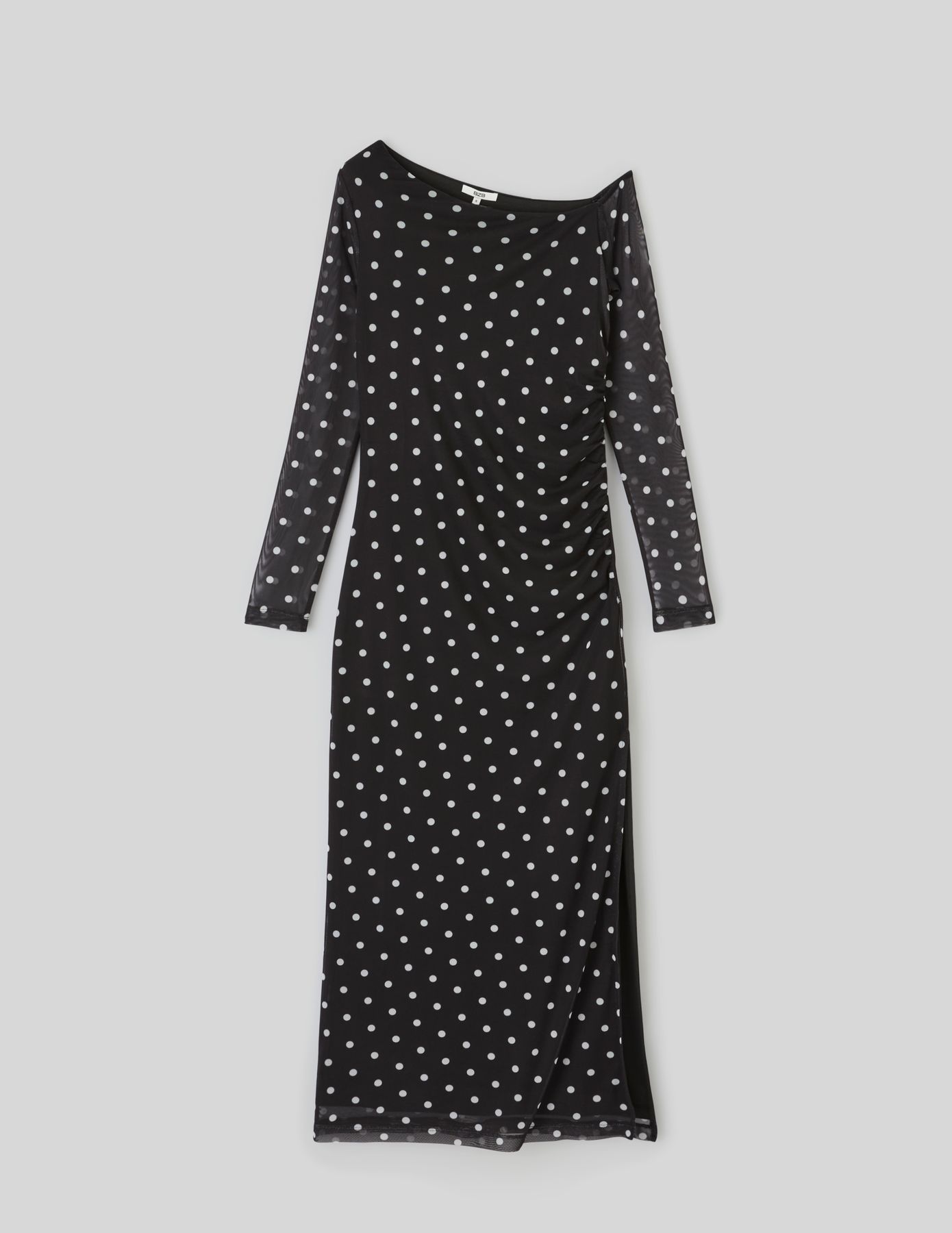 Robe longue imprim&eacute;e pois