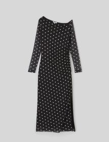 Robe longue imprim&eacute;e pois