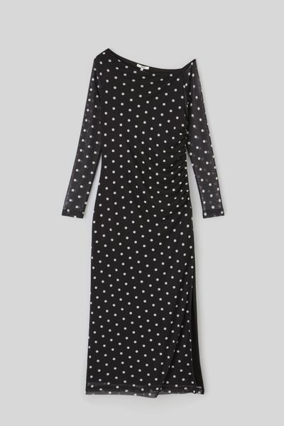 Robe longue imprim&eacute;e pois
