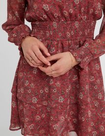 Robe courte imprimée col montant