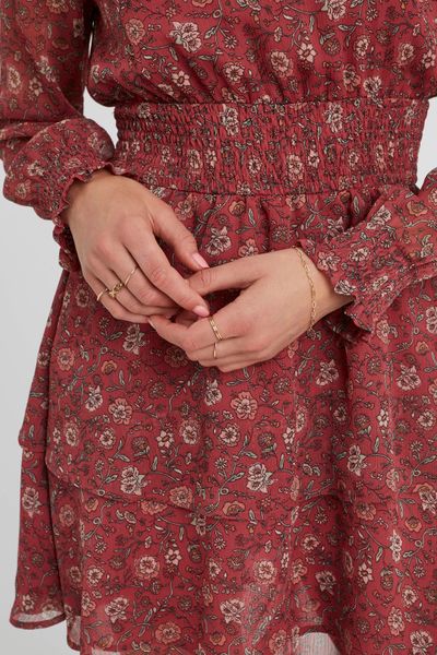 Robe courte imprimée col montant