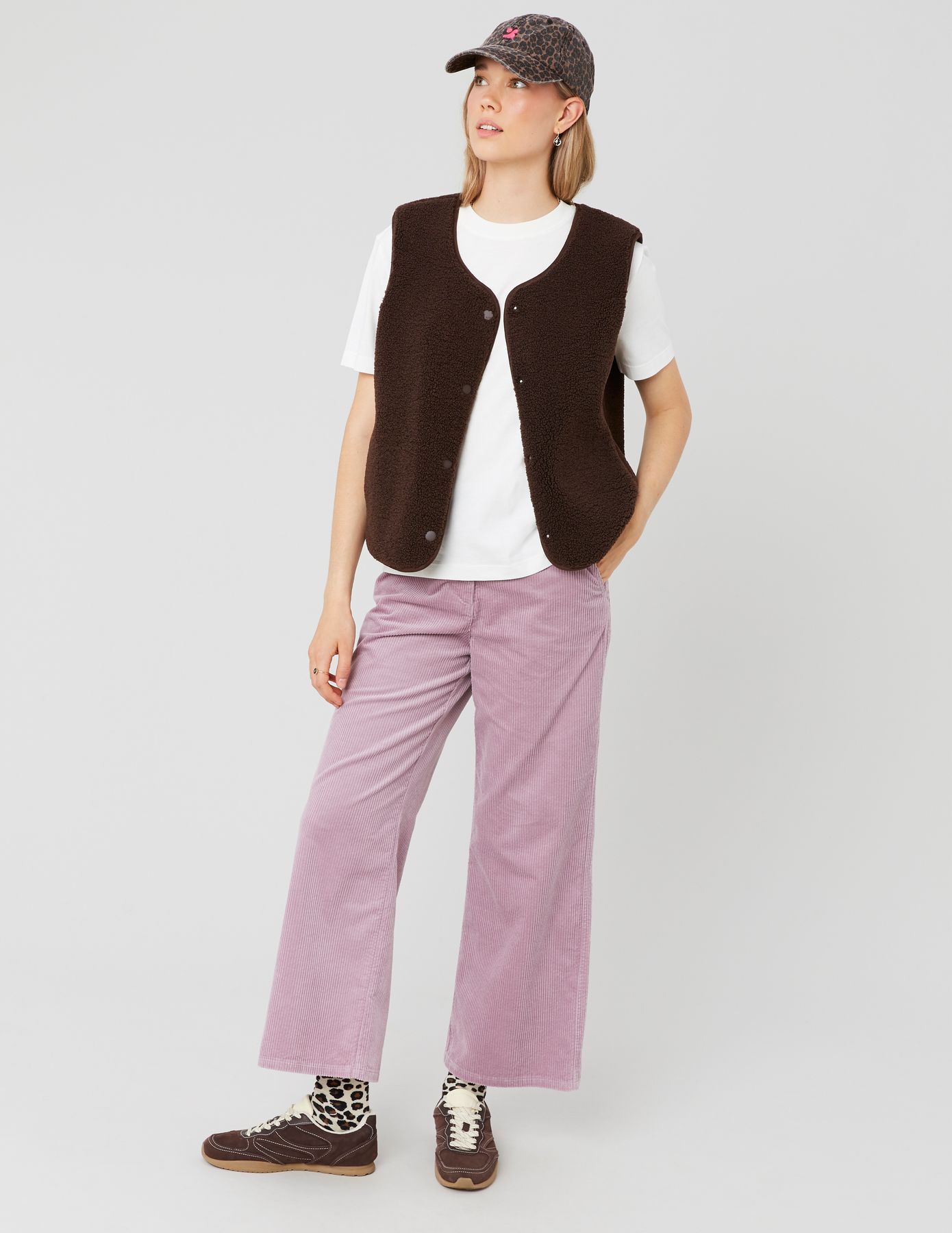 Pantalon wide leg velours cropped