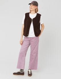 Pantalon wide leg velours cropped