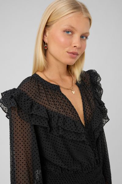 Robe courte &agrave; volants
