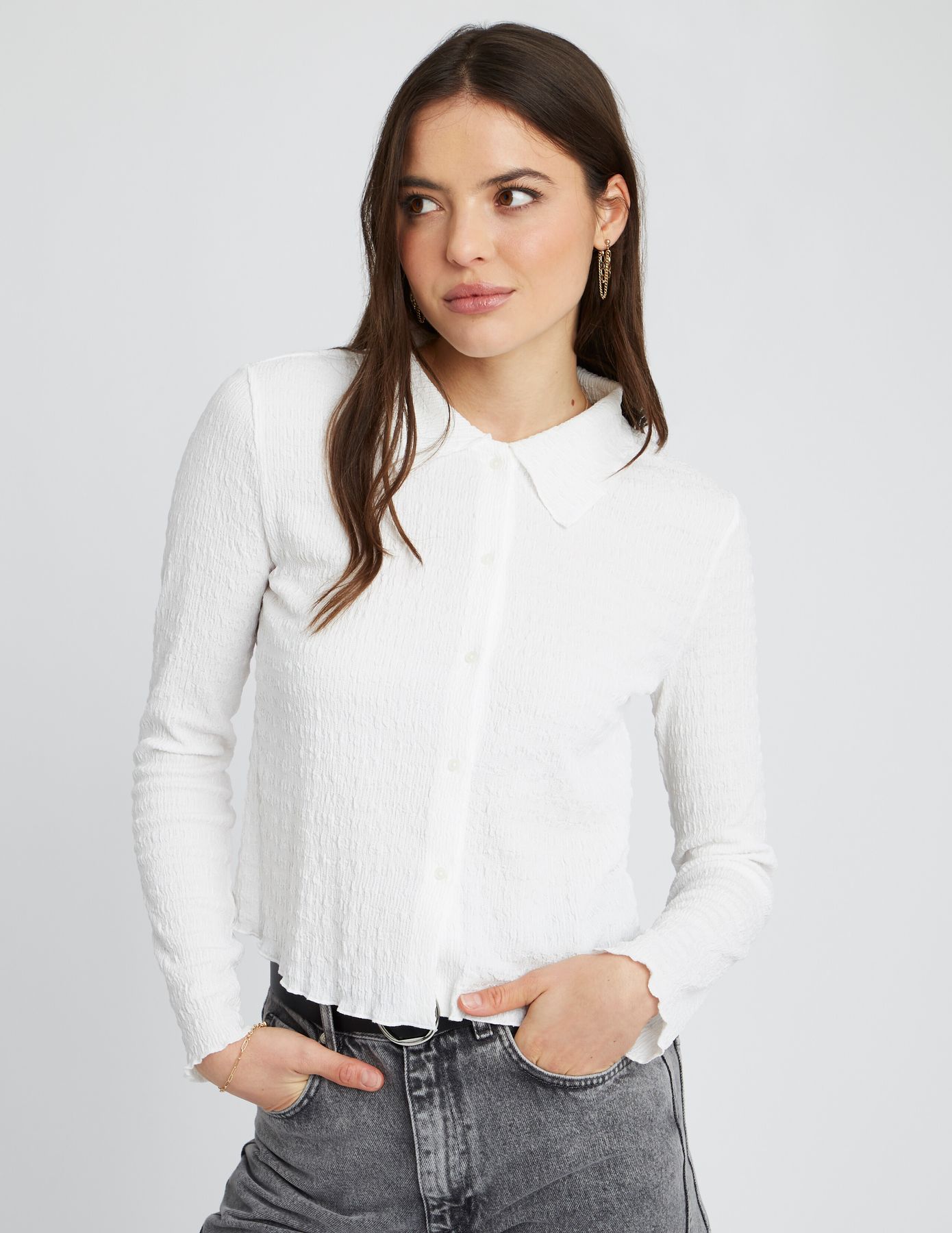 T-shirt col chemise boutonn&eacute;