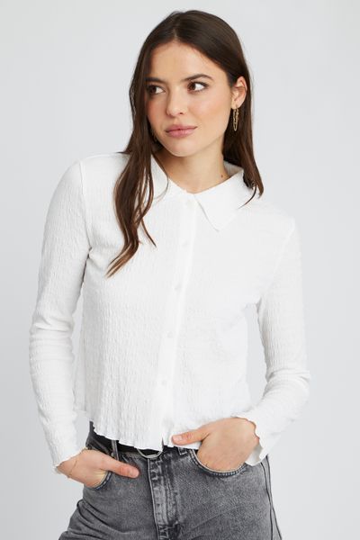 T-shirt col chemise boutonn&eacute;