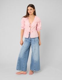 Blouse ray&eacute;e &agrave; nouer