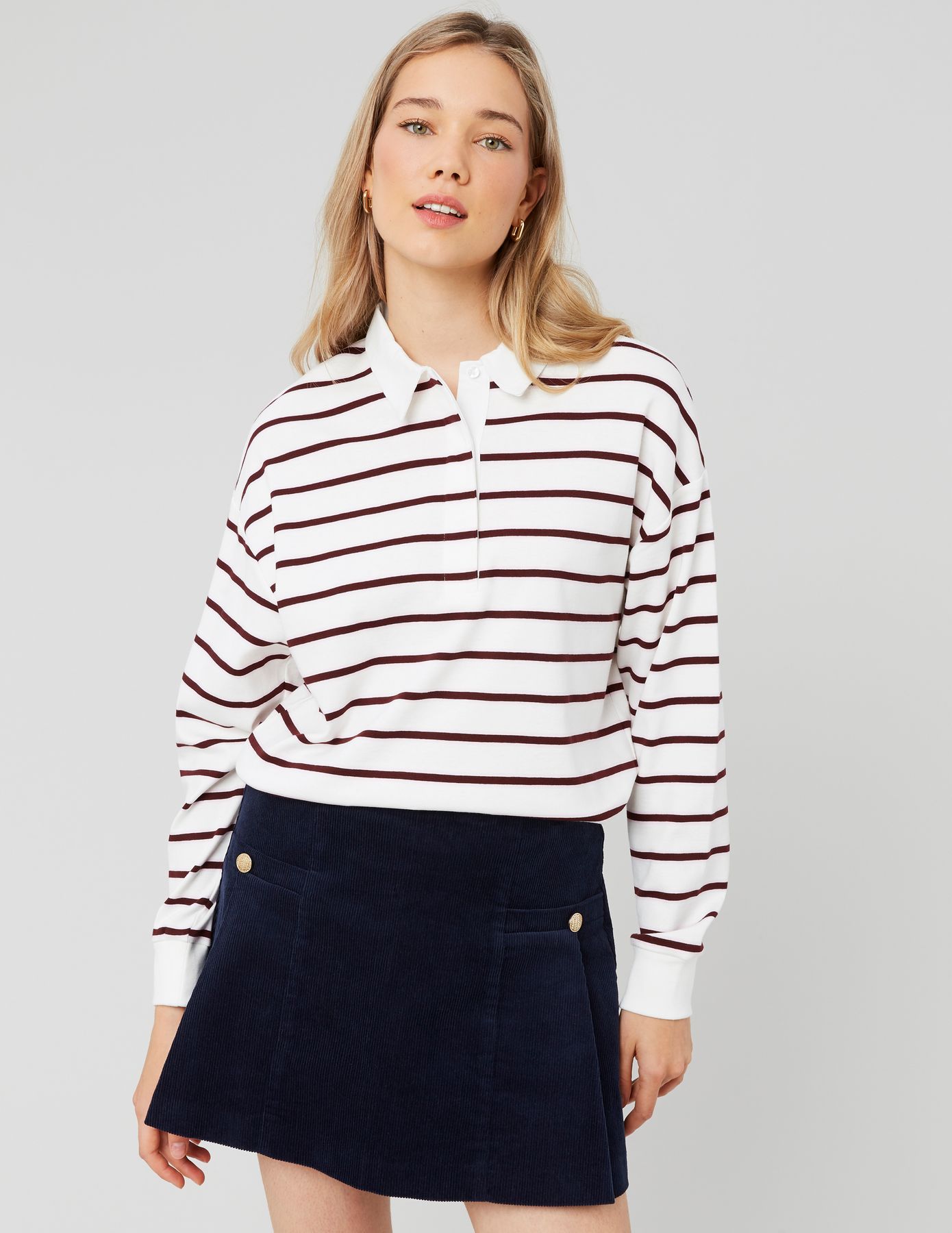 T-shirt col polo rayé