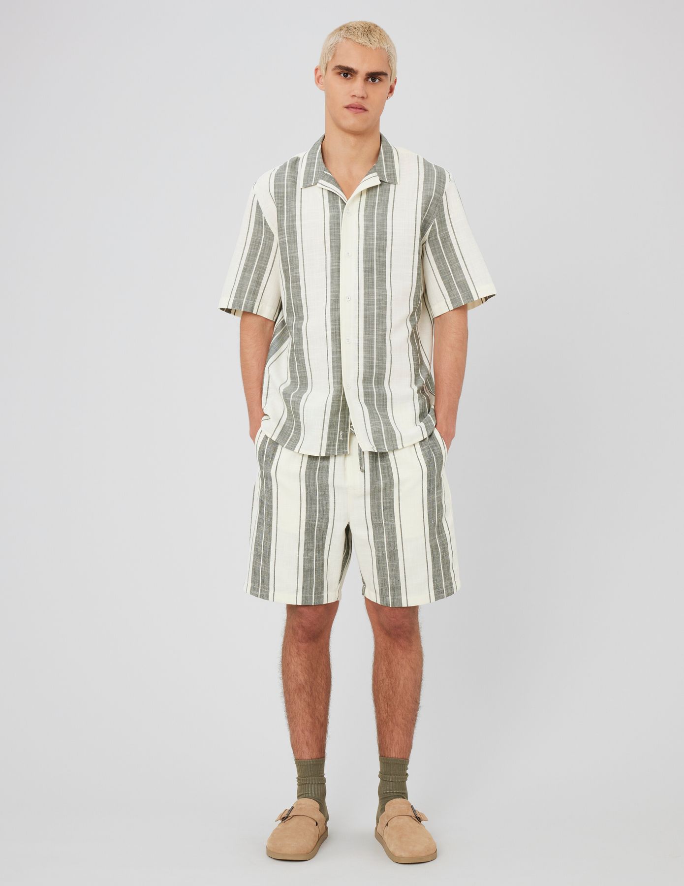 Chemise manches courtes rayées chevron