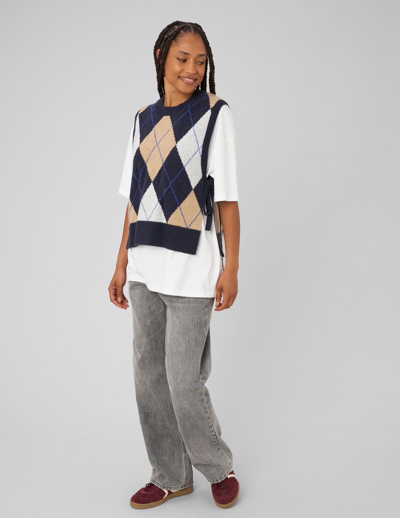 Pull sans manches jacquard