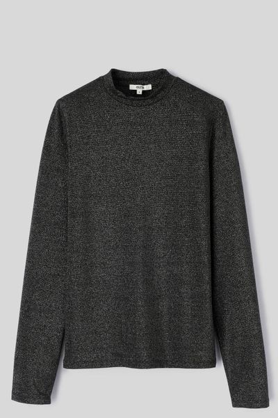 T-shirt col montant paillet&eacute;