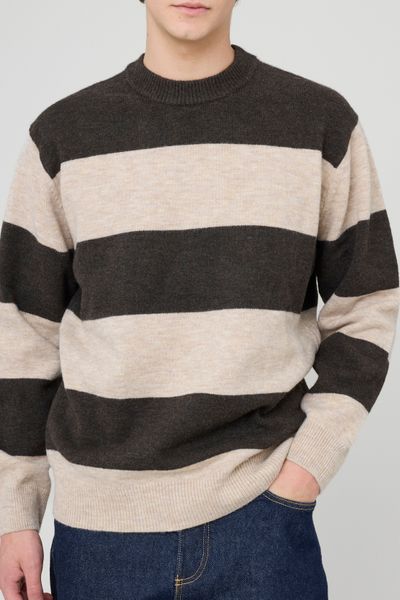 Pull col rond maxi rayures