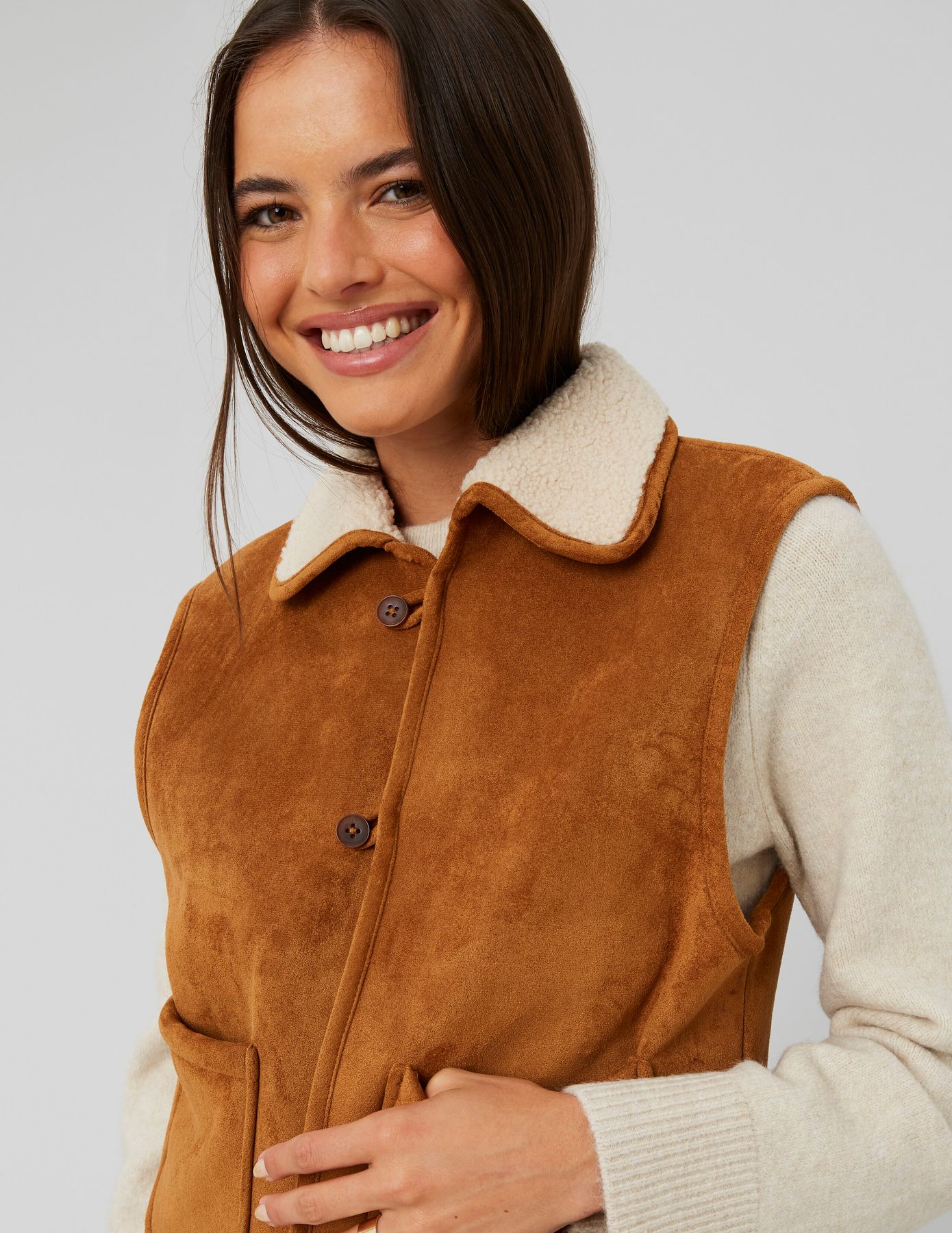 Veste sans manches suédine
