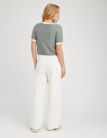 Pull col rond court bicolore