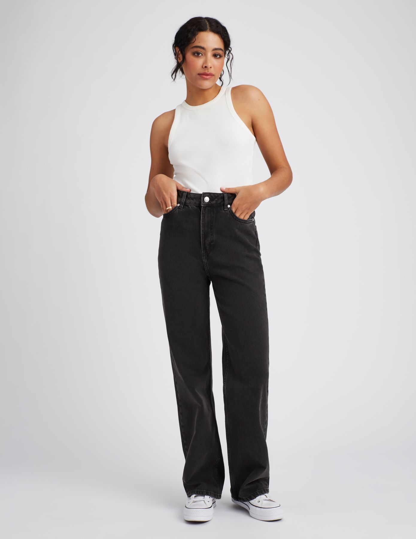 Jean straight taille haute