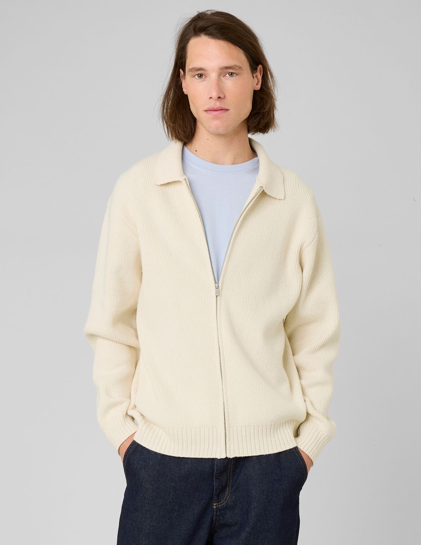 Cardigan zipp&eacute; col polo