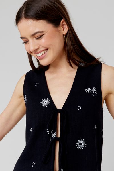 Gilet garçon de café brodé