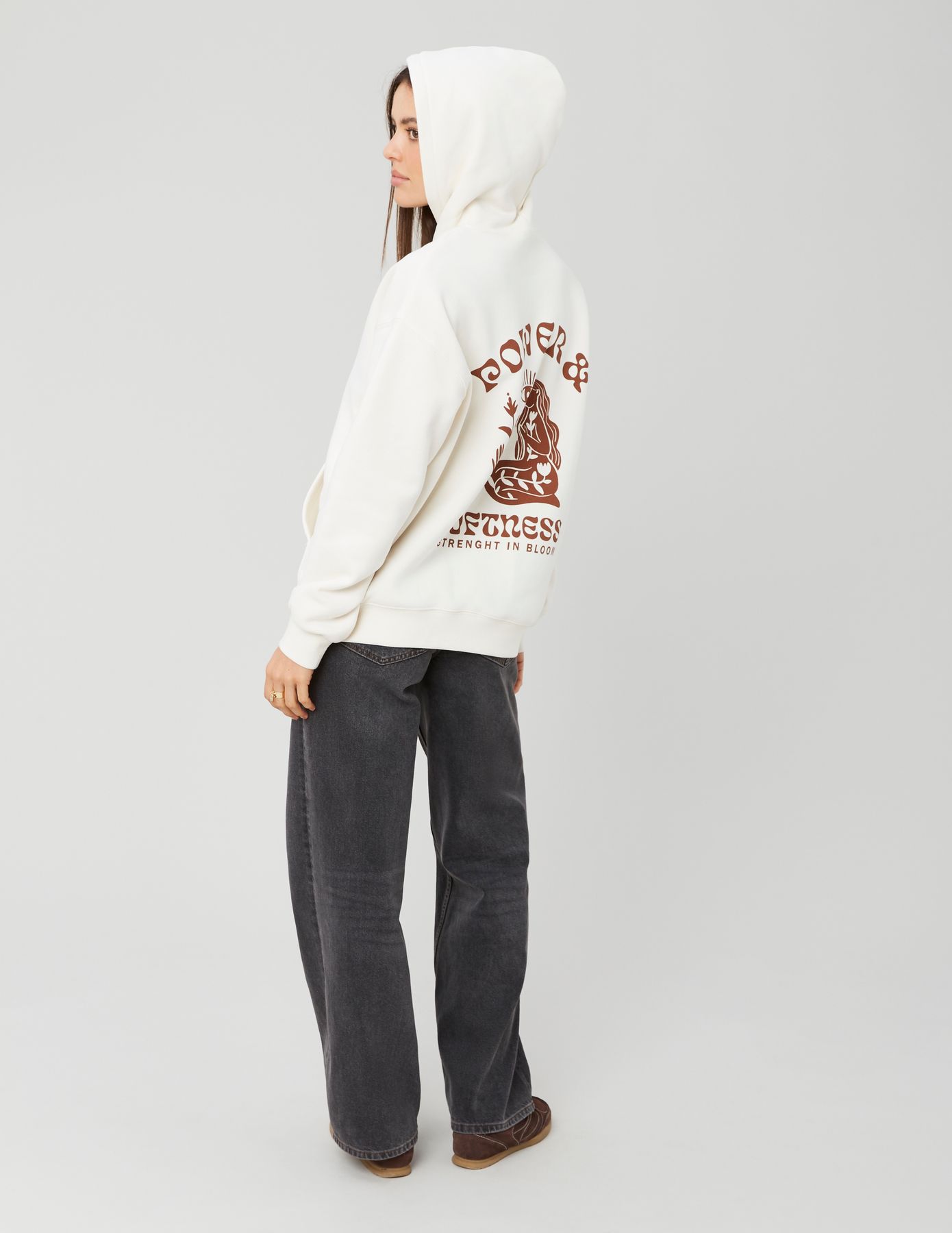 Sweat col capuche imprimé devant / dos