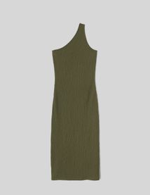 Robe longue asymétrique maille texturée