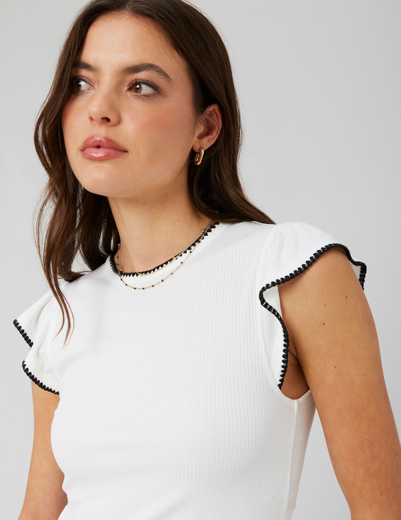 T-shirt surpiqures fantaisie