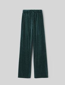 Pantalon wide leg en maille velours